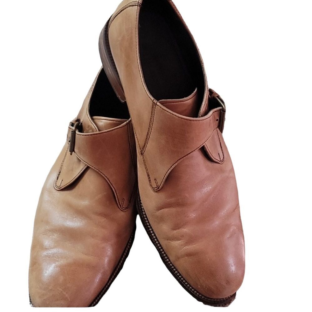 Cole Haan Tan Leather Monk Strap Oxfords